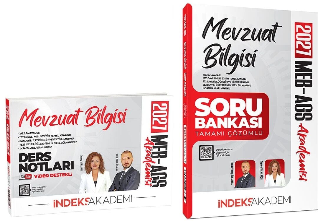 İndeks Akademi 2027 MEB-AGS Mevzuat Bilgisi Ders Notları + Soru Bankası 2 li Set - Zeynep Salman İçli, Emrah Vahap Özkaraca İndeks Akademi Yayıncılık