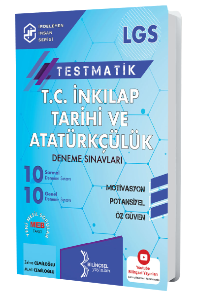 Bilinçsel 8. Sınıf LGS TC İnkılap Tarihi ve Atatürkçülük - Din Kültürü ve Ahlak Bilgisi Testmatik 40 Deneme Sınavları Bilinçsel Yayınları