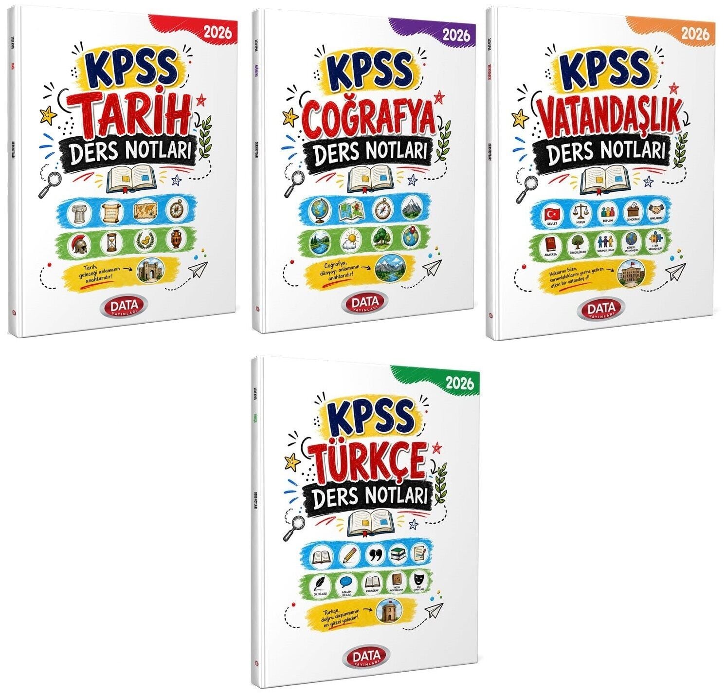 Data 2026 KPSS Tarih + Coğrafya + Vatandaşlık + Türkçe Ders Notları 4 lü Set Data Yayınları