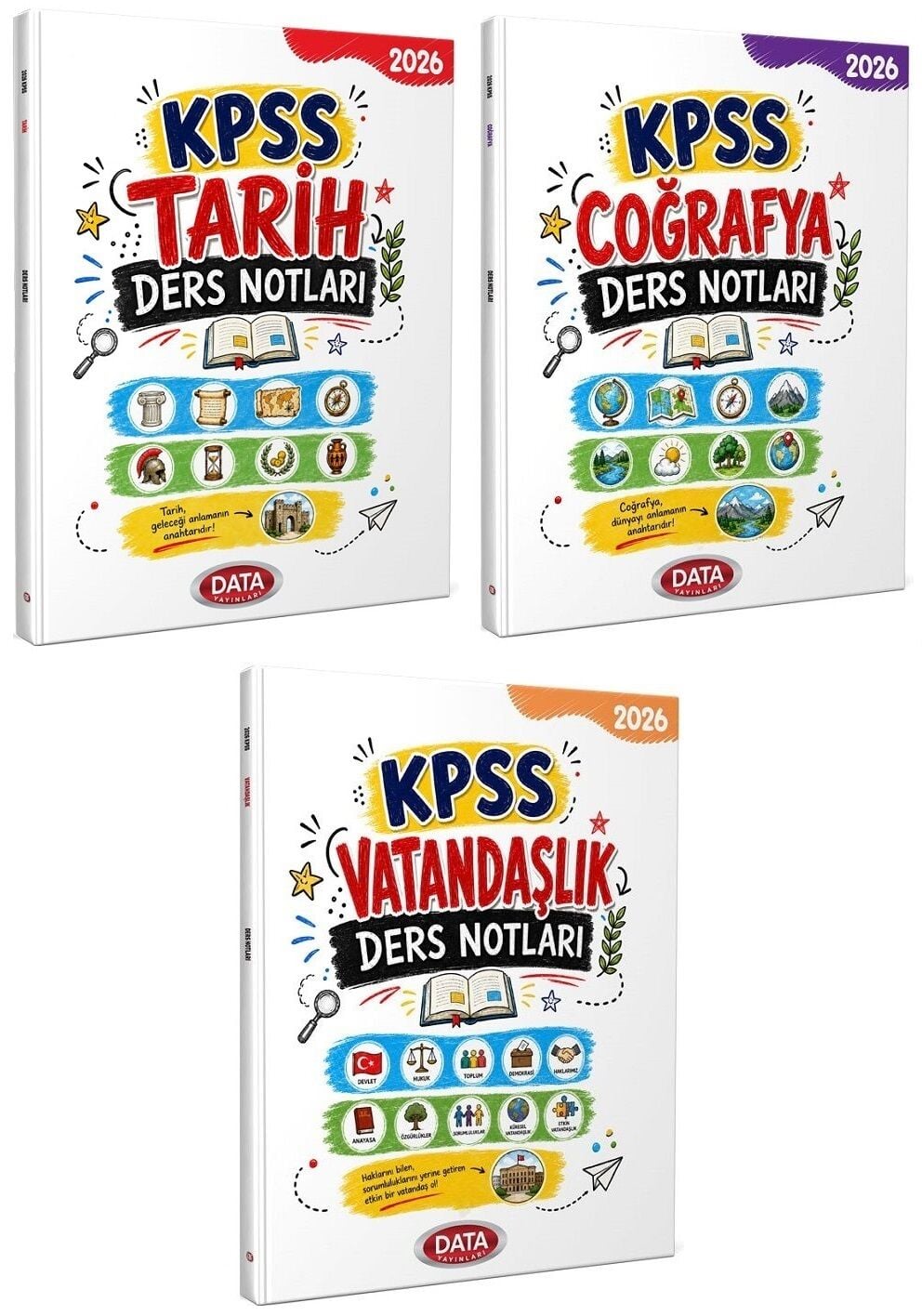 Data 2026 KPSS Tarih + Coğrafya + Vatandaşlık Ders Notları 3 lü Set Data Yayınları