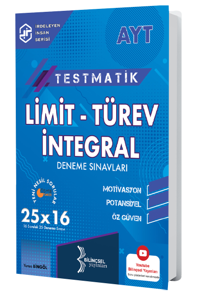 Bilinçsel YKS AYT Limit Türev İntegral Testmatik 25x16 Deneme Sınavları Bilinçsel Yayınları