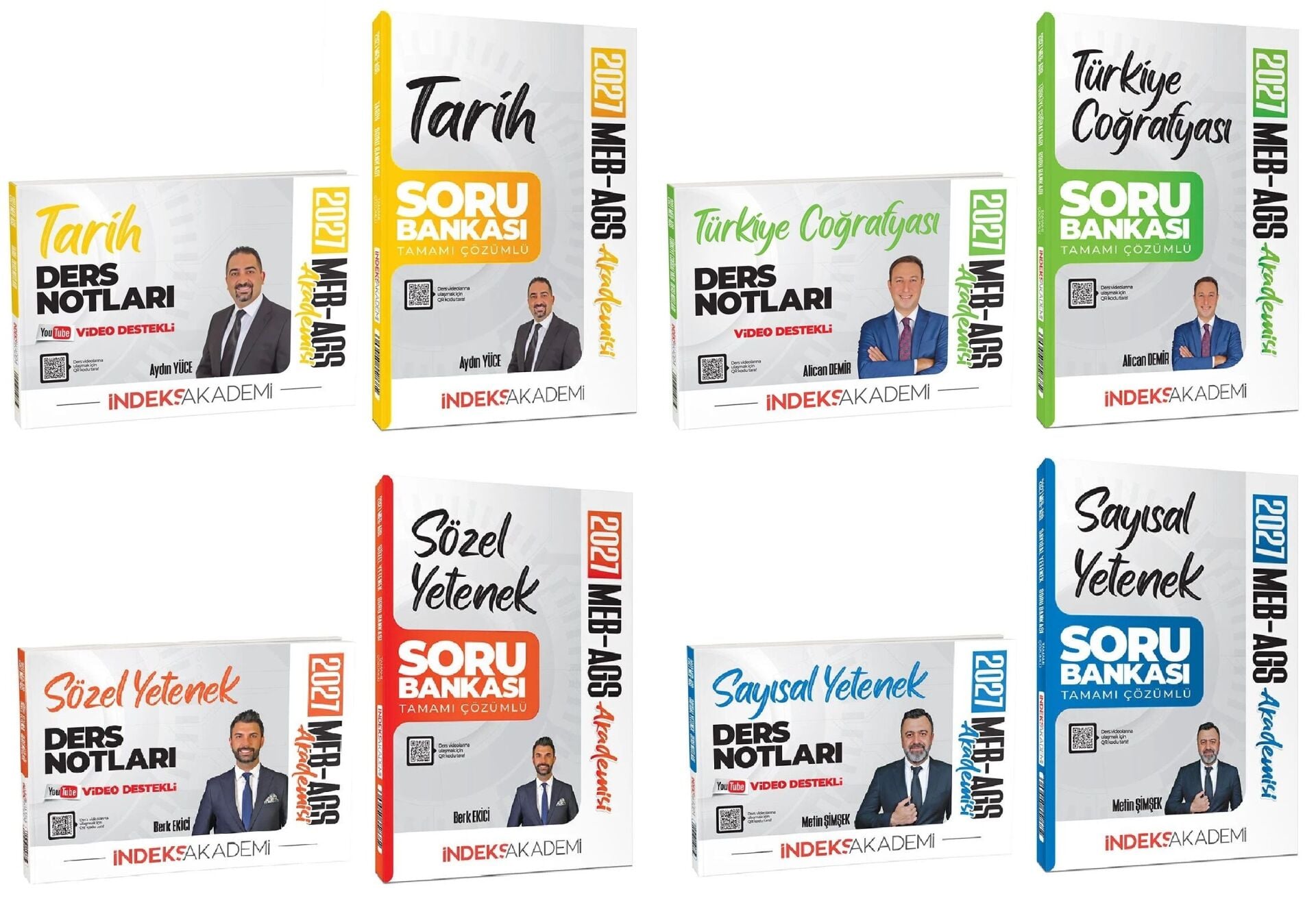 İndeks Akademi 2027 MEB-AGS Sözel + Sayısal Yetenek + Tarih + Türkiye Coğrafyası Ders Notları + Soru Bankası 8 li Set İndeks Akademi Yayıncılık
