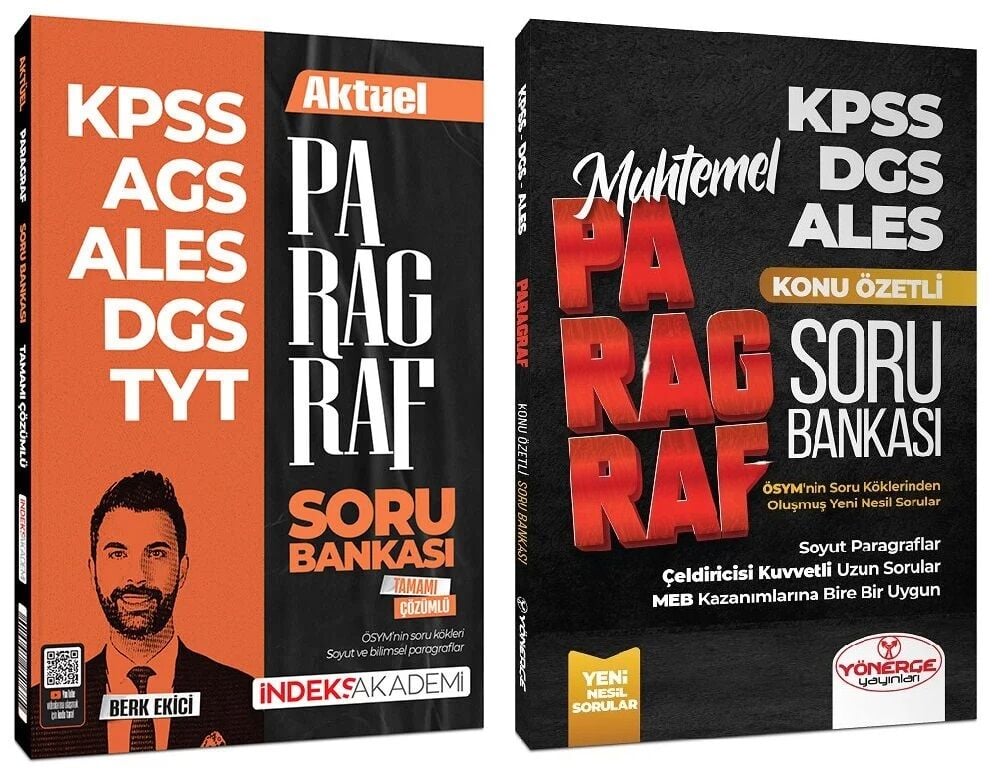 SÜPER FİYAT - İndeks + Yönerge 2026 KPSS MEB-AGS ALES DGS TYT Aktüel + Muhtemel Paragraf Soru Bankası 2 li Set - Berk Ekici İndeks Akademi + Yönerge Yayıncılık