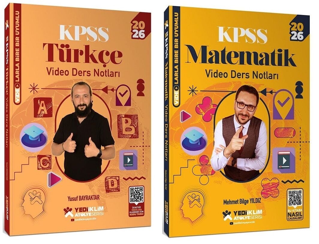 Yediiklim 2026 KPSS Türkçe + Matematik Atölye Video Ders Notları 2 li Set Yediiklim Yayınları