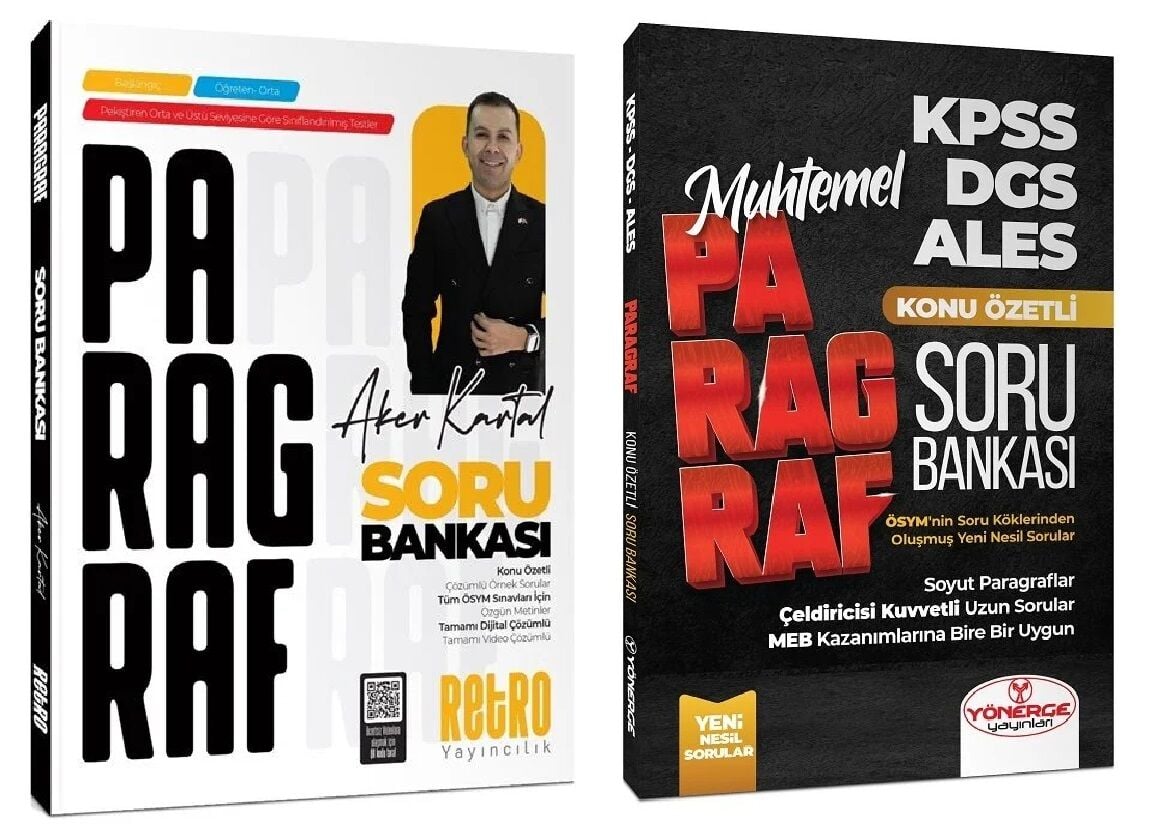 Retro + Yönerge 2026 KPSS ALES DGS TYT AYT Muhtemel Paragraf Soru Bankası 2 li Set - Aker Kartal Retro + Yönerge Yayıncılık