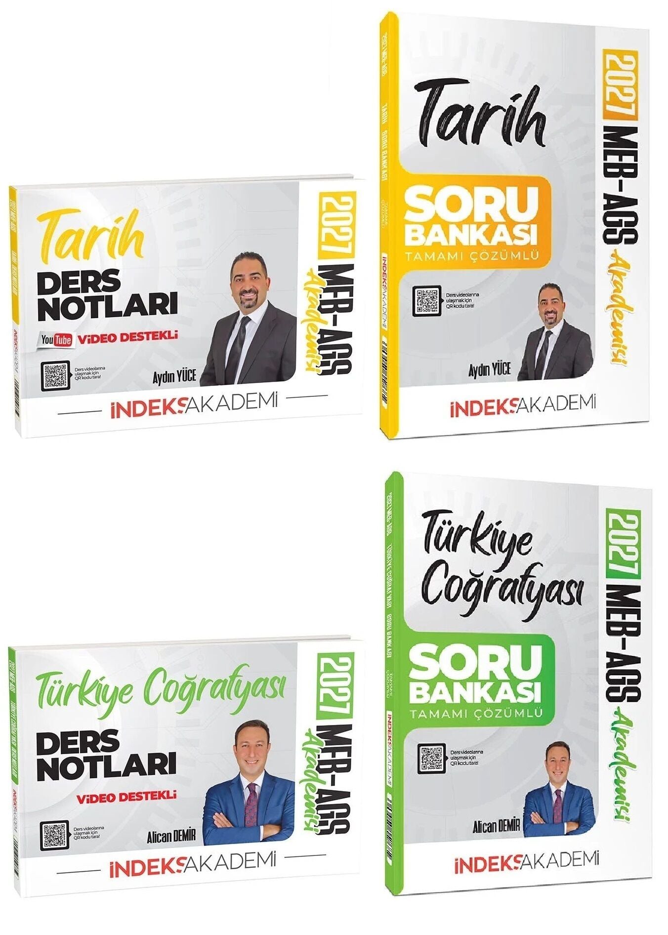 İndeks Akademi 2027 MEB-AGS Tarih + Türkiye Coğrafyası Ders Notları + Soru Bankası 4 lü Set - Aydın Yüce, Alican Demir İndeks Akademi Yayıncılık
