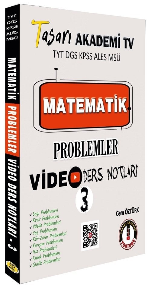Tasarı TYT DGS KPSS ALES MSÜ Matematik Problemler Video Ders Notları-3 - Cem Öztürk Tasarı Yayınları