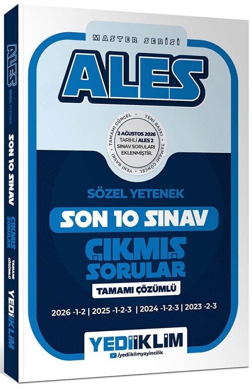 Yediiklim 2027 ALES Master Sözel Yetenek Çıkmış Sorular Son 10 Sınav Çözümlü Yediiklim Yayınları