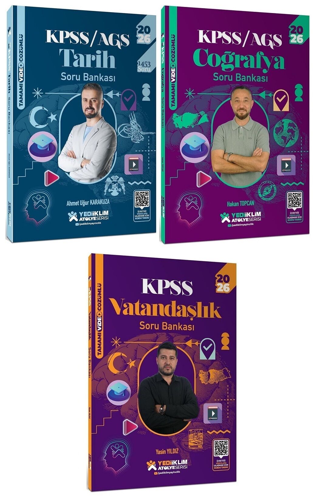 Yediiklim 2026 KPSS Tarih + Coğrafya + Vatandaşlık Atölye Soru Bankası 3 lü Set Yediiklim Yayınları