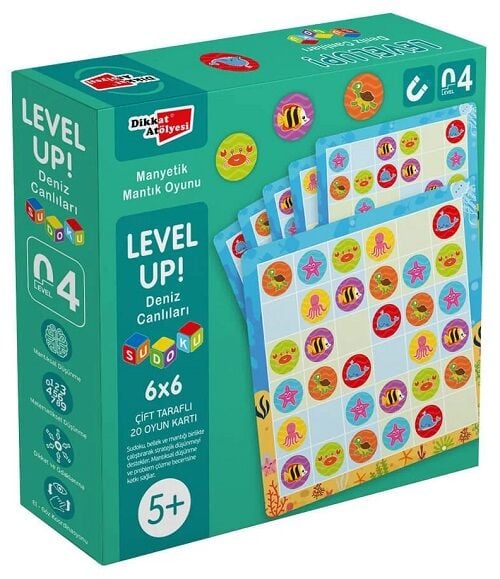 LevelUp-4 - Deniz Canlıları Sudoku Dikkat Atölyesi Yayınları