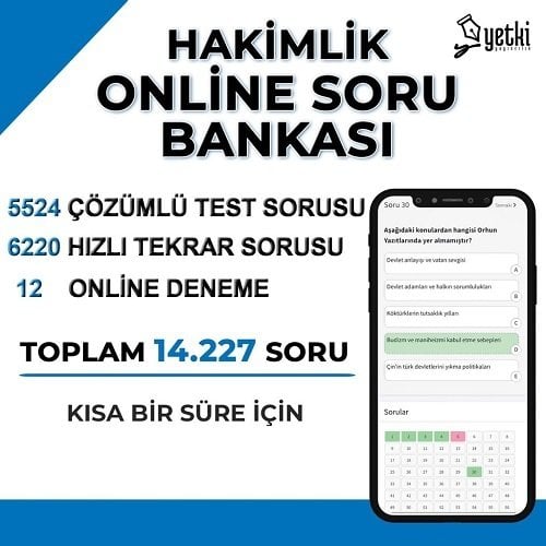 Yetki UE Hakimlik ONLİNE 14227 Soru Bankası Yetki Yayıncılık Uzaktan Eğitim
