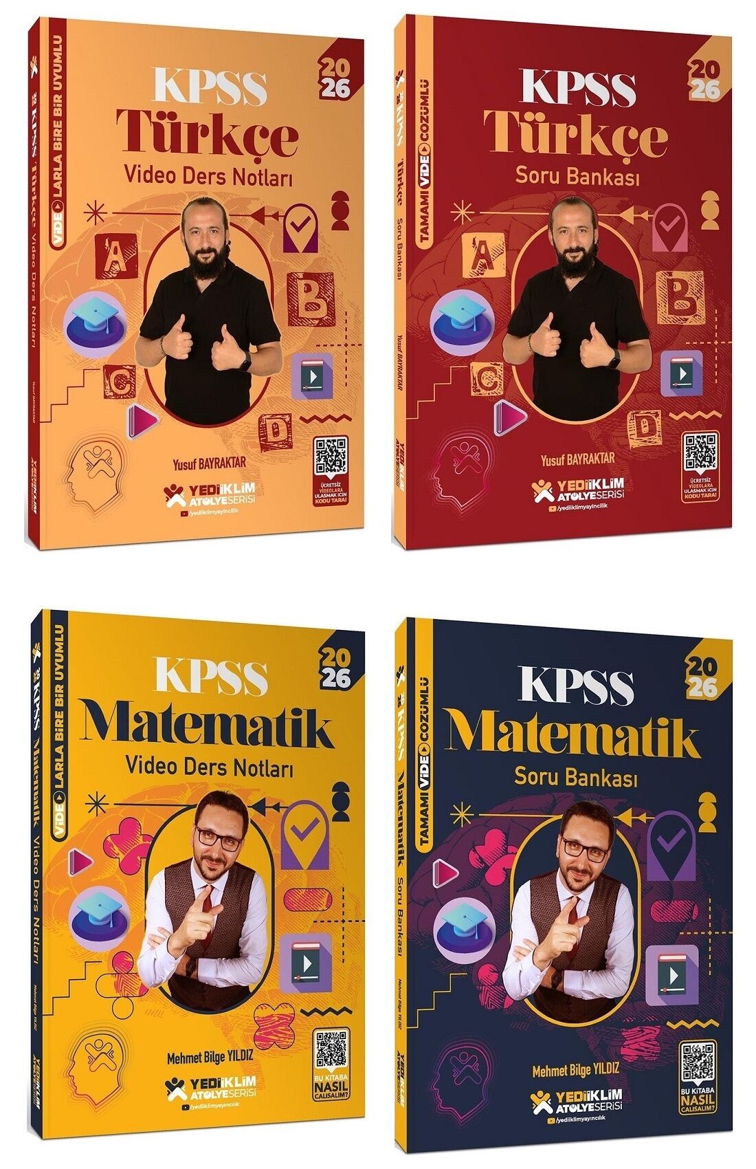 Yediiklim 2026 KPSS Türkçe + Matematik Atölye Video Ders Notları + Soru Bankası 4 lü Set Yediiklim Yayınları