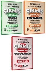 Yediiklim 2025 KPSS Tarih+Coğrafya+Vatandaşlık Çıkmış Sorular Son 11 Yıl Konularına Göre 3 lü Set Yediiklim Yayınları