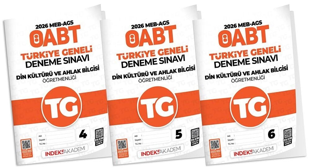 İndeks Akademi 2026 ÖABT MEB-AGS TG-4-5-6 Türkiye Geneli Deneme Din Kültürü ve Ahlak Bilgisi Öğretmenliği 3 lü Set İndeks Akademi Yayıncılık