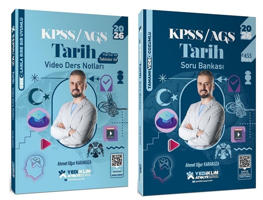 Yediiklim 2026 KPSS MEB-AGS Tarih Atölye Video Ders Notları + Soru Bankası 2 li Set - Ahmet Uğur Karakuza Yediiklim Yayınları