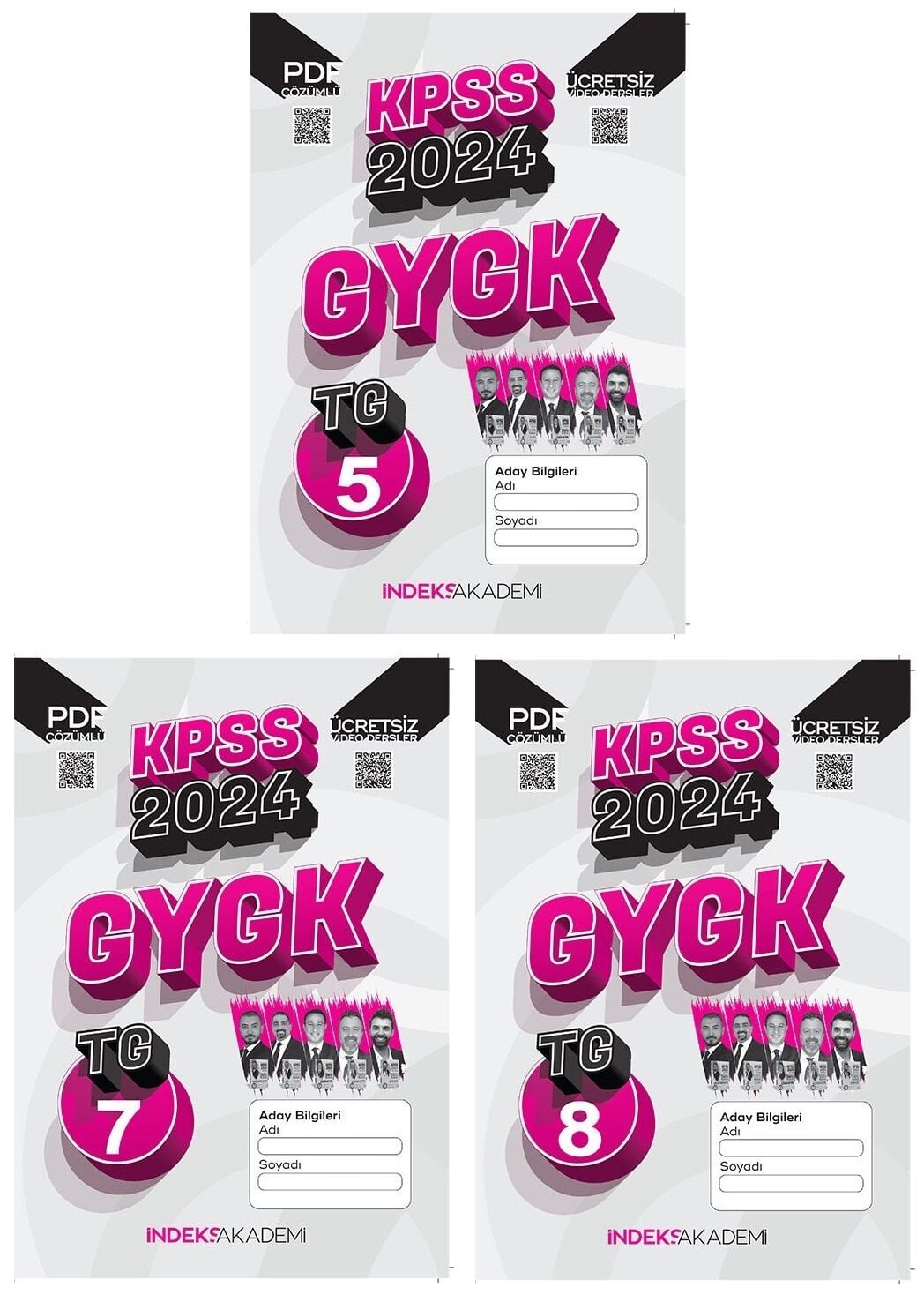 SÜPER FİYAT - İndeks Akademi 2024 KPSS TG 5-7-8 Türkiye Geneli Deneme Genel Yetenek Genel Kültür Çözümlü 3 lü Set İndeks Akademi Yayıncılık