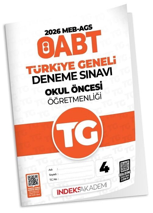 İndeks Akademi 2026 ÖABT MEB-AGS TG-4 Türkiye Geneli Deneme Okul Öncesi Öğretmenliği Çözümlü İndeks Akademi Yayıncılık