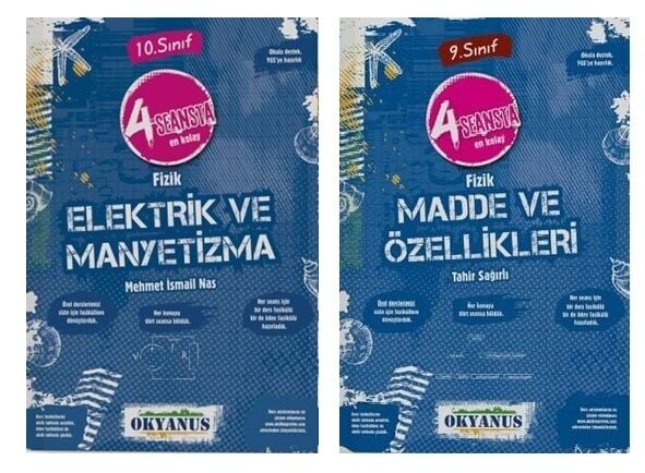 SÜPER FİYAT - Okyanus 4 Seansta Fizik Elektrik ve Manyetizma, Madde ve Özellikleri 2 li Set Okyanus Yayınları