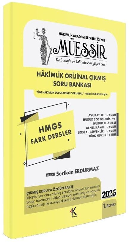 Kuram 2026 MÜESSİR HMGS FARK Dersler Hakimlik Orijinal Çıkmış Soru Bankası Çözümlü 1. Baskı - Sertkan Erdurmaz Kuram Kitap