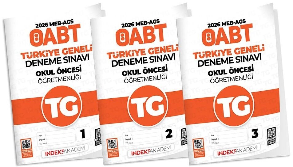 İndeks Akademi 2026 ÖABT MEB-AGS TG-1-2-3 Türkiye Geneli Deneme Okul Öncesi Öğretmenliği 3 lü Set İndeks Akademi Yayıncılık