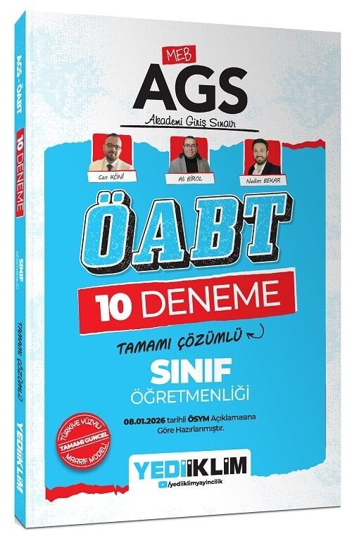 Yediiklim ÖABT MEB-AGS Sınıf Öğretmenliği 10 Deneme Çözümlü - Can Köni, Ali Birol, Nedim Bekar Yediiklim Yayınları