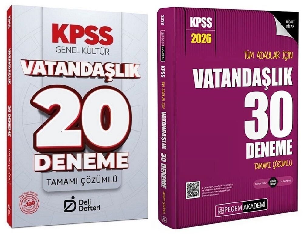 Pegem + Deli Defteri 2026 KPSS Vatandaşlık 30+20 Deneme 2 li Set Pegem Akademi + Deli Defteri Yayınları