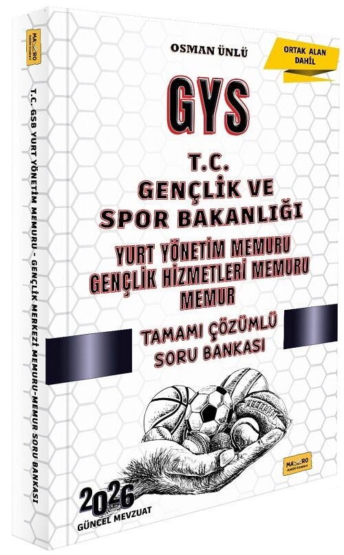 Makro Kitabevi 2026 GYS Gençlik ve Spor Bakanlığı Yurt Yönetim, Gençlik Hizmetler Memuru, Memur Soru Bankası Çözümlü Görevde Yükselme Makro Kitabevi