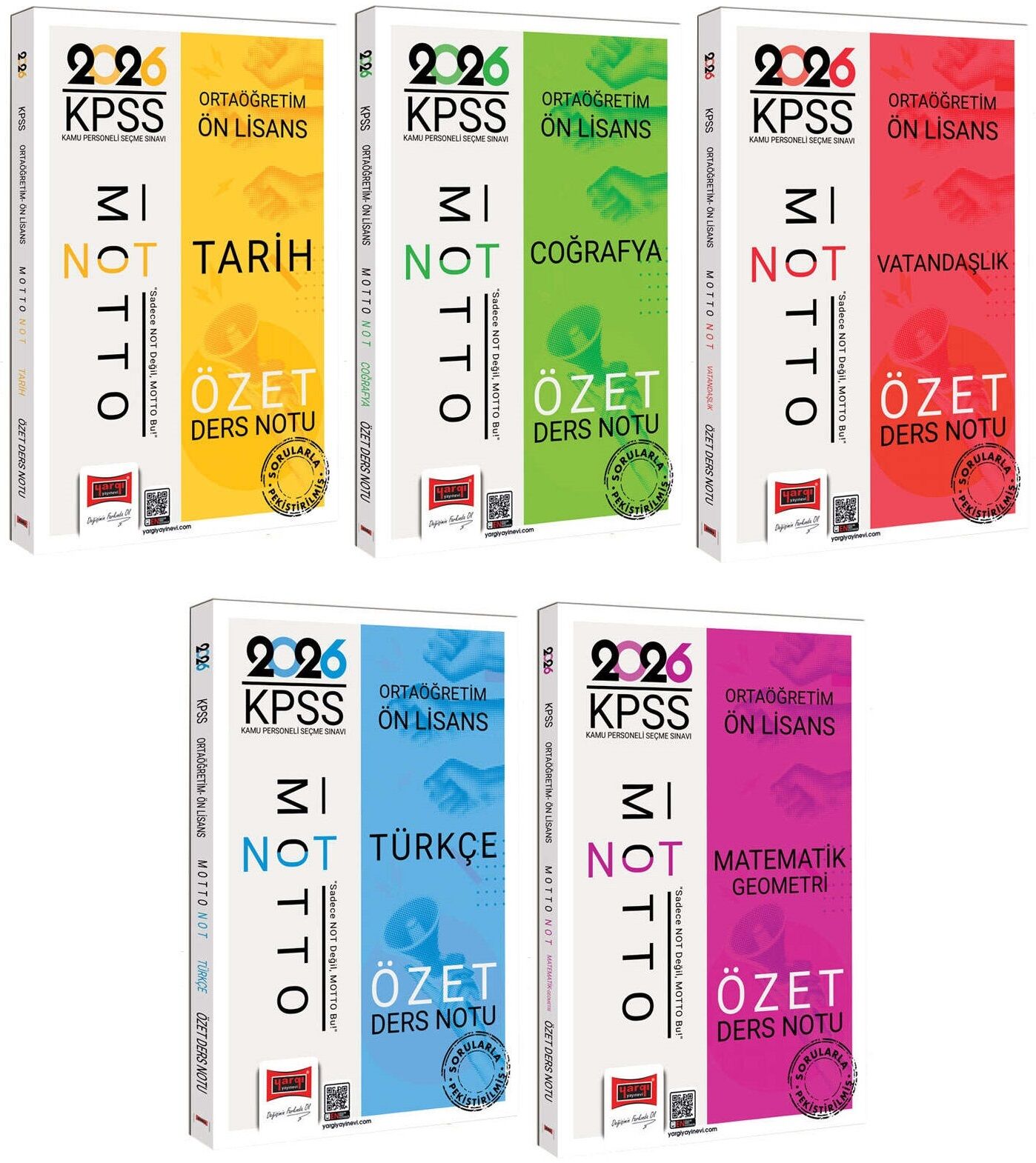 Yargı 2026 KPSS Lise Ortaöğretim Ön Lisans Motto Özet Ders Notu 5 li Set Yargı Yayınları