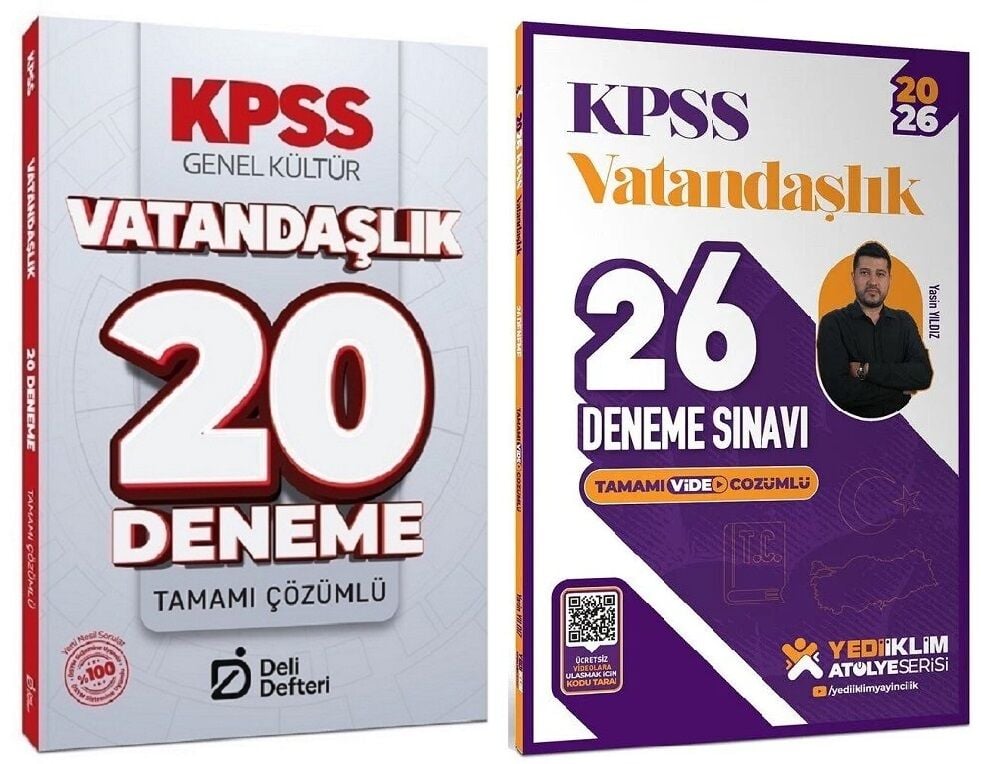 Yediiklim + Deli Defteri 2026 KPSS Vatandaşlık Atölye 26+20 Deneme 2 li Set - Yasin Yıldız Yediiklim + Deli Defteri Yayınları