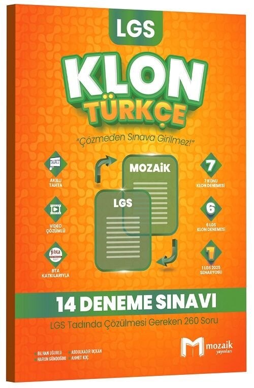 Mozaik 8. Sınıf LGS Türkçe Klon 14 Deneme Çözümlü Mozaik Yayınları