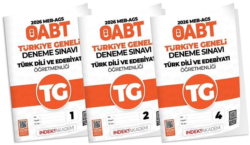 İndeks Akademi 2026 ÖABT MEB-AGS TG-1-2-4 Türkiye Geneli Deneme Türk Dili ve Edebiyatı Öğretmenliği 3 lü Set İndeks Akademi Yayıncılık