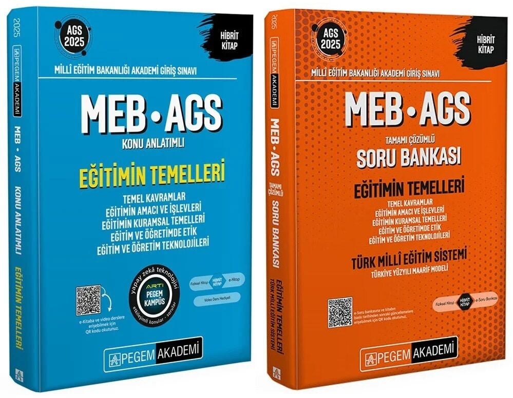 Pegem 2025 MEB-AGS Eğitimin Temelleri ve Türk Milli Eğitim Sistemi Konu + Soru Bankası 2 li Set Pegem Akademi Yayınları