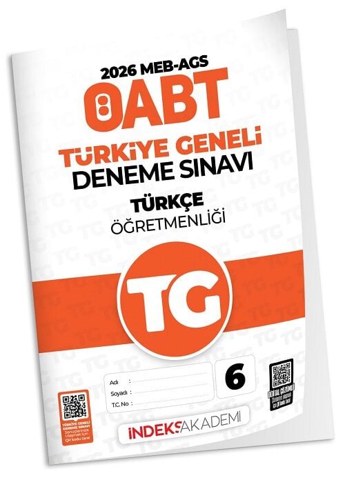 İndeks Akademi 2026 ÖABT MEB-AGS TG-6 Türkiye Geneli Deneme Türkçe Öğretmenliği Çözümlü İndeks Akademi Yayıncılık