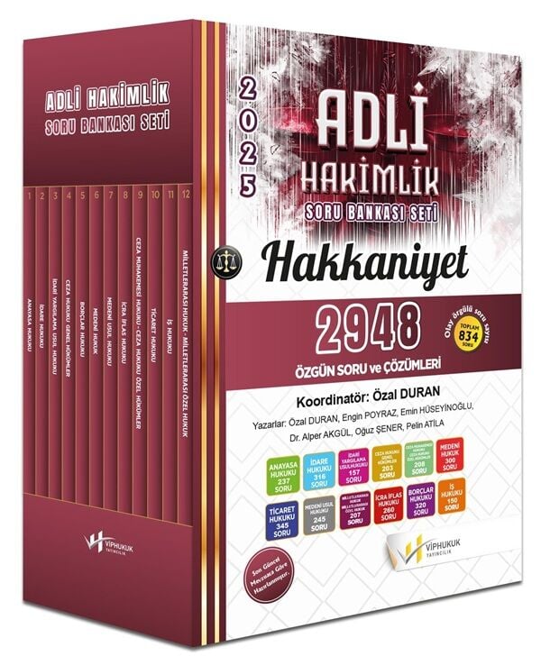 VİP Hukuk 2025 HAKKANİYET Adli Hakimlik Soru Bankası Seti Çözümlü VİP Hukuk Yayıncılık