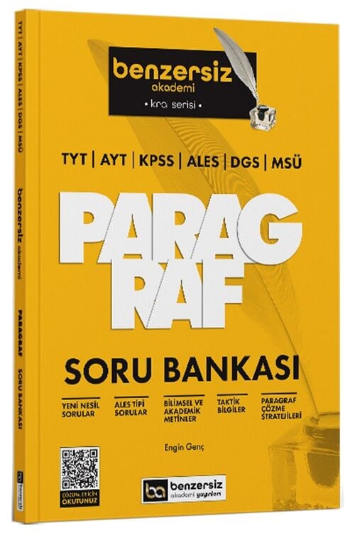 Benzersiz Akademi TYT AYT KPSS ALES DGS MSÜ Paragraf Soru Bankası Çözümlü Kral Serisi - Engin Genç Benzersiz Akademi Yayınları