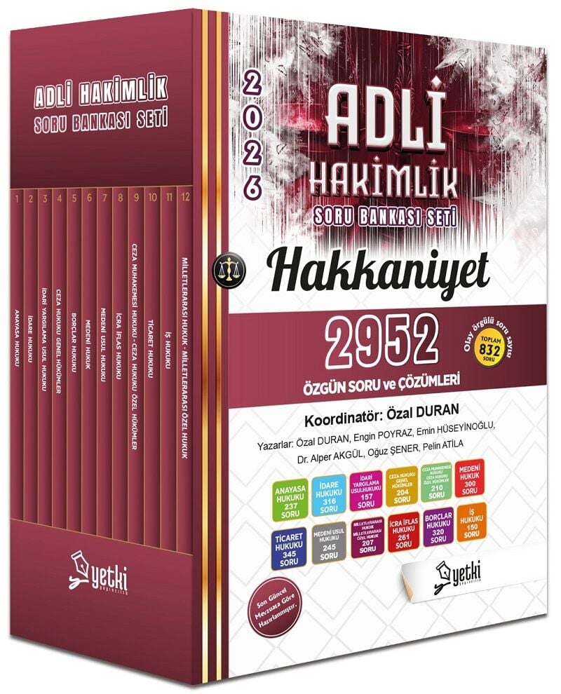 Yetki 2026 HAKKANİYET Adli Hakimlik Soru Bankası Seti Çözümlü Yetki Yayıncılık