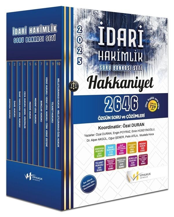 VİP Hukuk 2025 HAKKANİYET İdari Hakimlik Soru Bankası Seti Çözümlü VİP Hukuk Yayıncılık