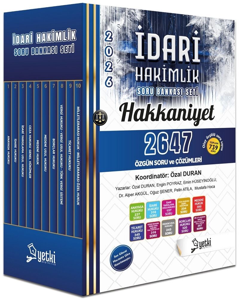 Yetki 2026 HAKKANİYET İdari Hakimlik Soru Bankası Seti Çözümlü Yetki Yayıncılık