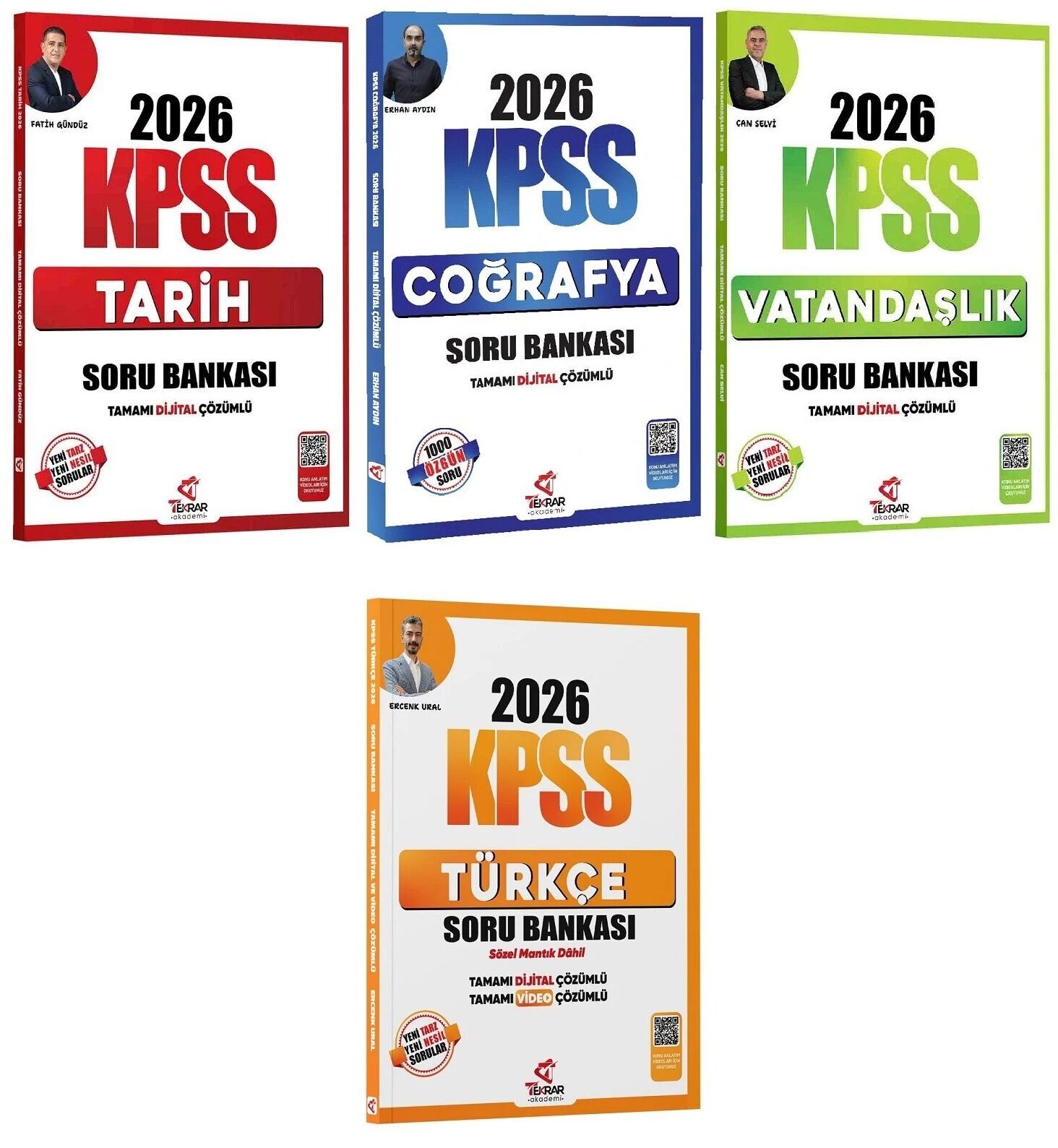 Tekrar Akademi 2026 KPSS Tarih + Coğrafya + Vatandaşlık + Türkçe Soru Bankası 4 lü Set Tekrar Akademi Yayınları