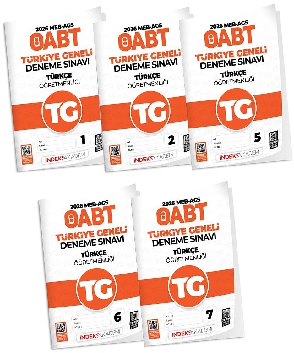 İndeks Akademi 2026 ÖABT MEB-AGS TG-1-2-5-6-7 Türkiye Geneli Deneme Türkçe Öğretmenliği 5 li Set İndeks Akademi Yayıncılık