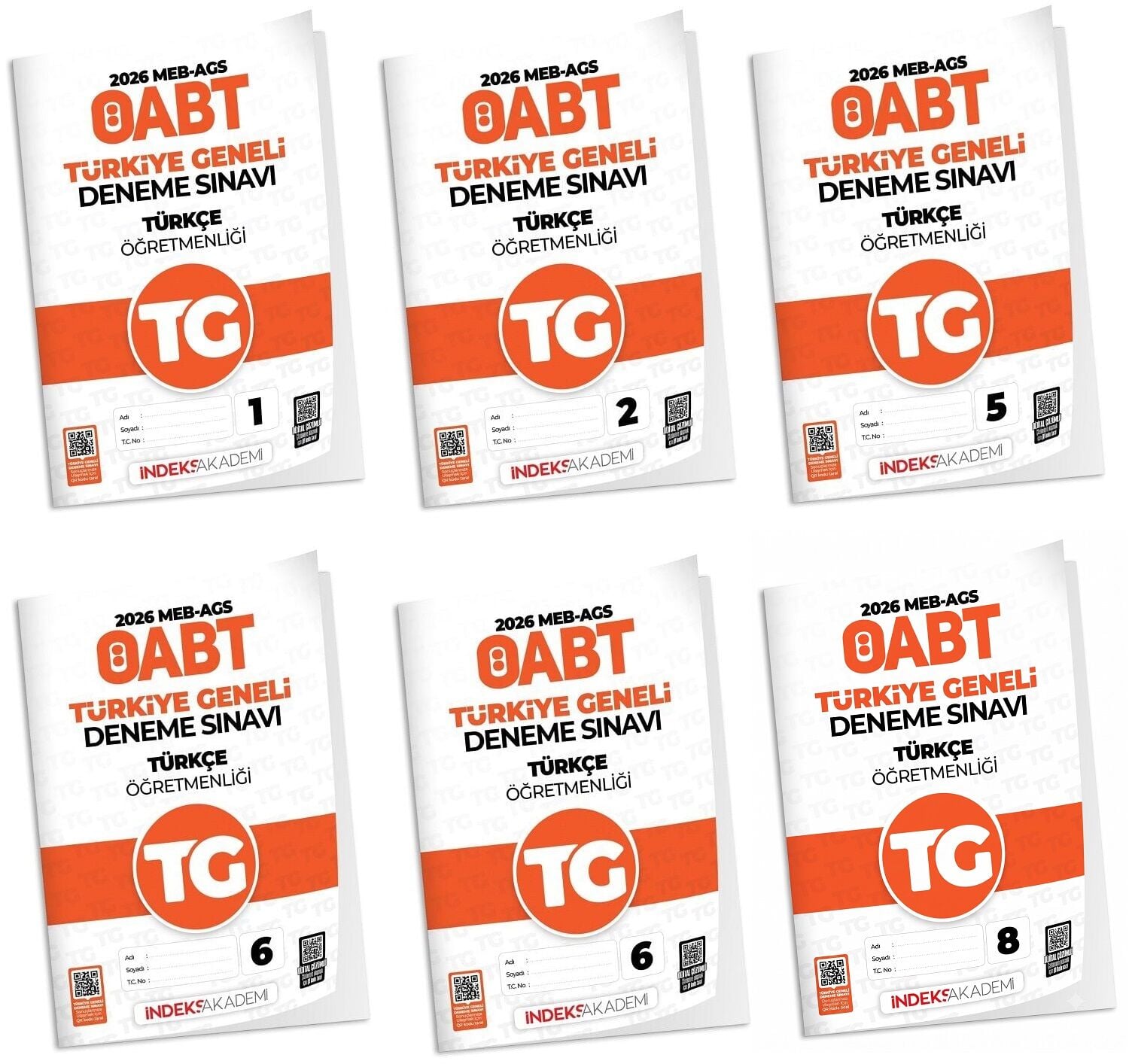 İndeks Akademi 2026 ÖABT MEB-AGS TG-1-2-5-6-7-8 Türkiye Geneli Deneme Türkçe Öğretmenliği 6 lı Set İndeks Akademi Yayıncılık