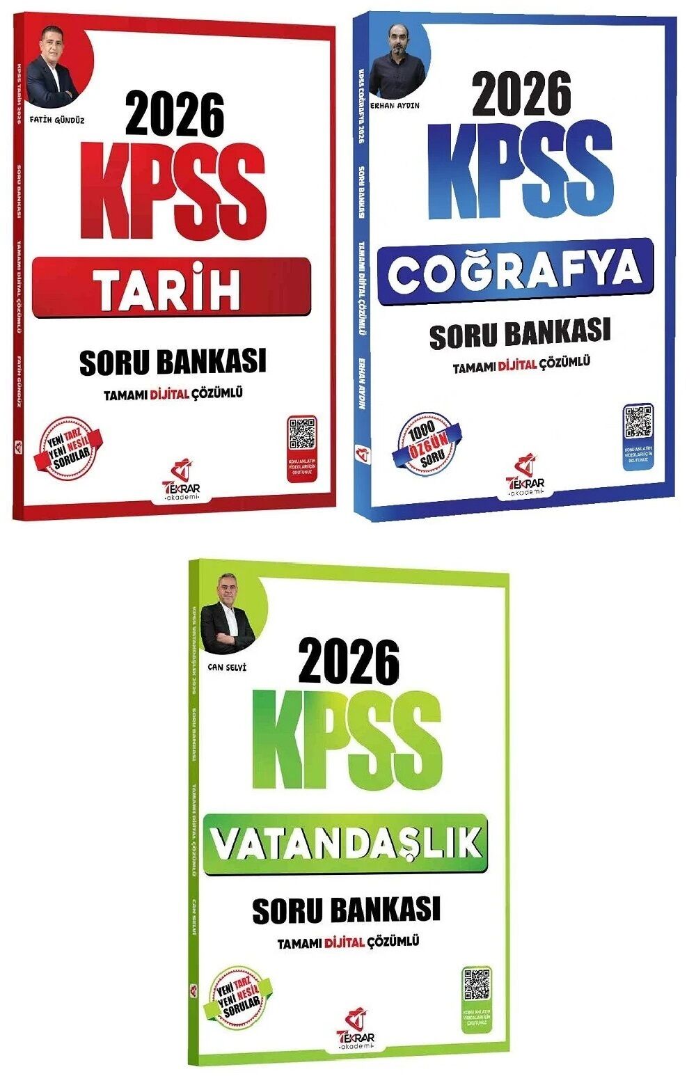 Tekrar Akademi 2026 KPSS Tarih + Coğrafya + Vatandaşlık Soru Bankası 3 lü Set Tekrar Akademi Yayınları