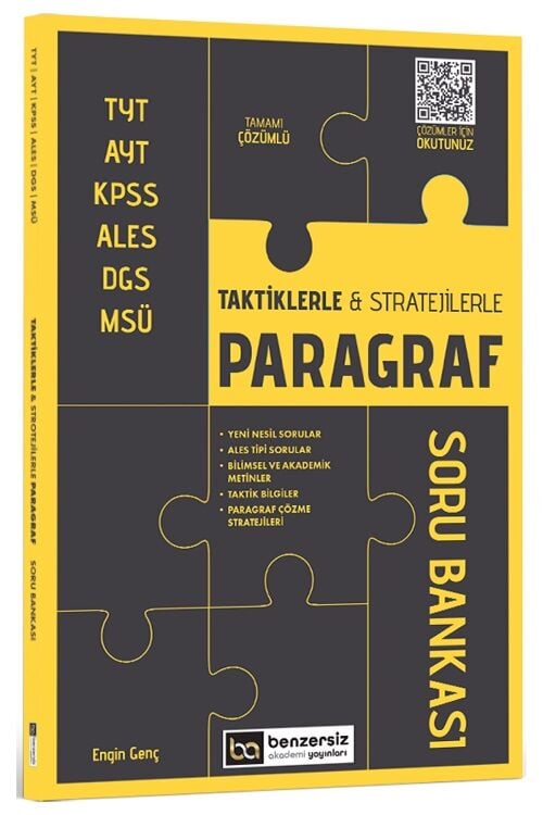 Benzersiz Akademi TYT AYT KPSS ALES DGS MSÜ Taktiklerle ve Stratejilerle Paragraf Soru Bankası Çözümlü - Engin Genç Benzersiz Akademi Yayınları
