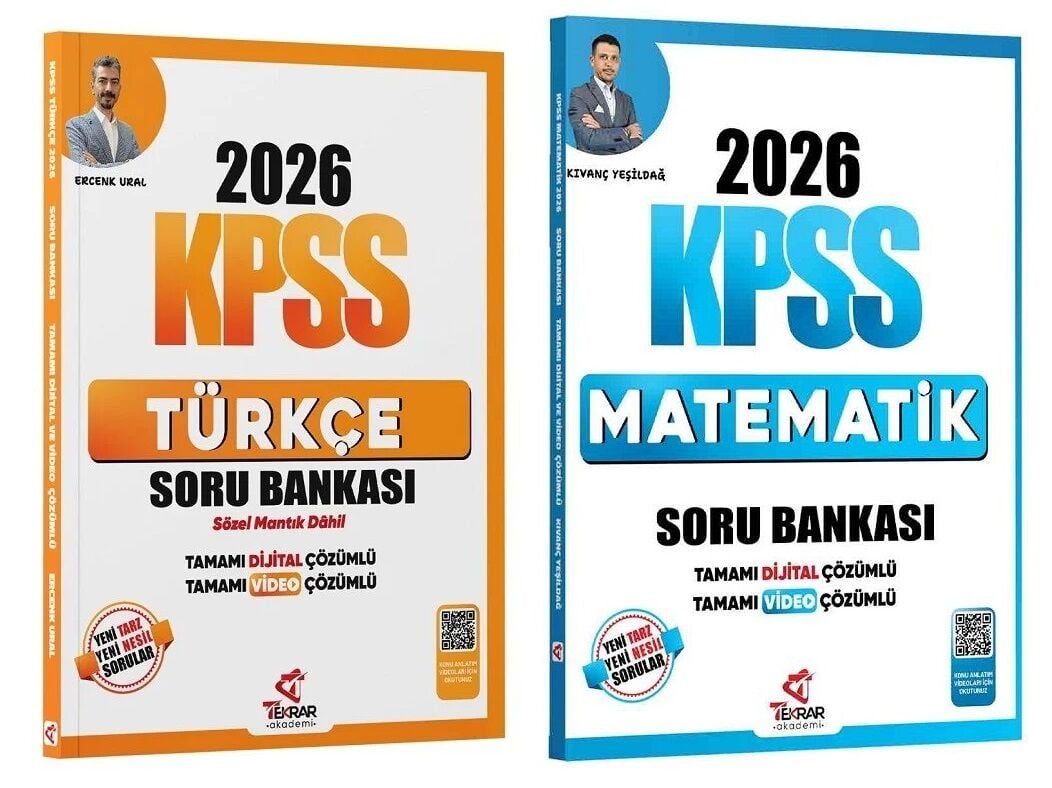 Tekrar Akademi 2026 KPSS Türkçe + Matematik Soru Bankası 2 li Set Tekrar Akademi Yayınları