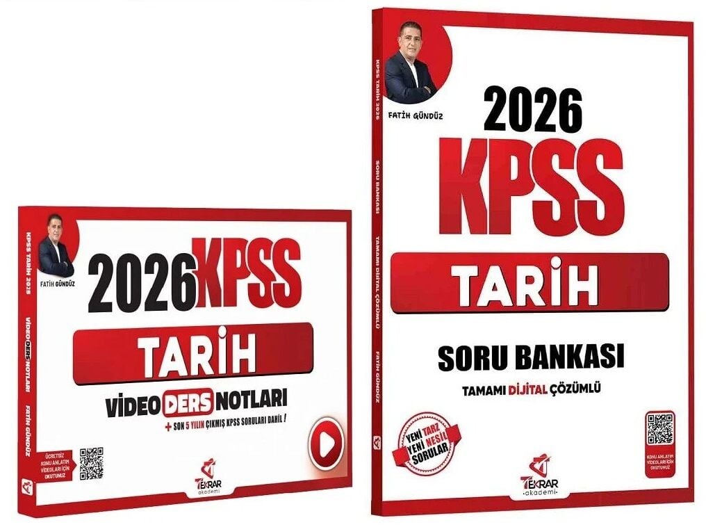 Tekrar Akademi 2026 KPSS Tarih Video Ders Notları + Soru Bankası 2 li Set - Fatih Gündüz Tekrar Akademi Yayınları