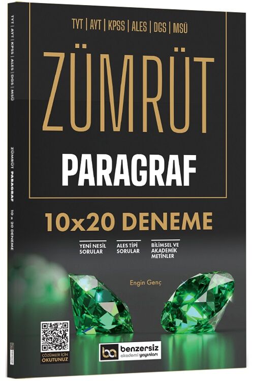 SÜPER FİYAT - Benzersiz Akademi KPSS TYT AYT ALES DGS MSÜ Paragraf ZÜMRÜT 10x20 Deneme Çözümlü - Engin Genç Benzersiz Akademi Yayınları
