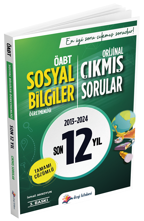 Dizgi Kitap 2025 ÖABT MEB-AGS Sosyal Bilgiler Öğretmenliği Çıkmış Sorular Son 12 Yıl Çözümlü - İsmail Akkoyun Dizgi Kitap Yayınları