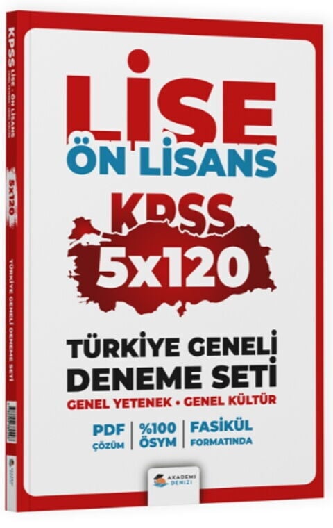 Akademi Denizi KPSS Lise Ön Lisans Türkiye Geneli 5x120 Deneme Çözümlü Akademi Denizi