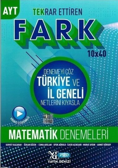 Yayın Denizi YKS AYT Matematik Tekrar Ettiren Fark 10x40 Deneme Video Çözümlü Yayın Denizi Yayınları