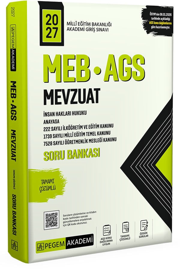 Pegem 2027 MEB-AGS Mevzuat Soru Bankası Çözümlü Pegem Akademi Yayınları